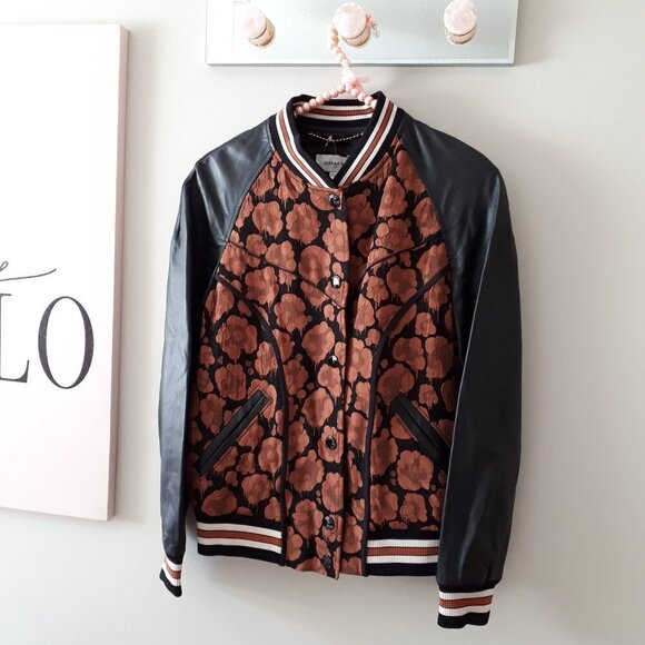 NWT Coach black & brown leather bomber jacket - Picture 11 of 12